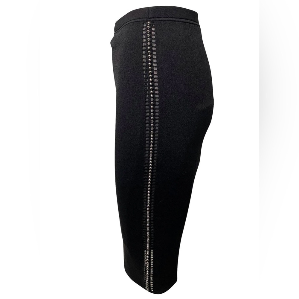 ALEXANDER WANG SKIRT SIZE SMALL BLACK MIDI SILVER BEADED SIDES STRETCH